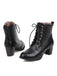 She finds her 1950s story in this Retro Leather Medium Heel Lace-Up Combat Boots