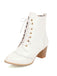 This Retro Leather Medium Heel Lace-Up Combat Boots whispers 1950s secrets to those who notice