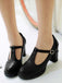 Retro Leather T-Strap Chunky Heel Shoes — 1950s style that transcends decades
