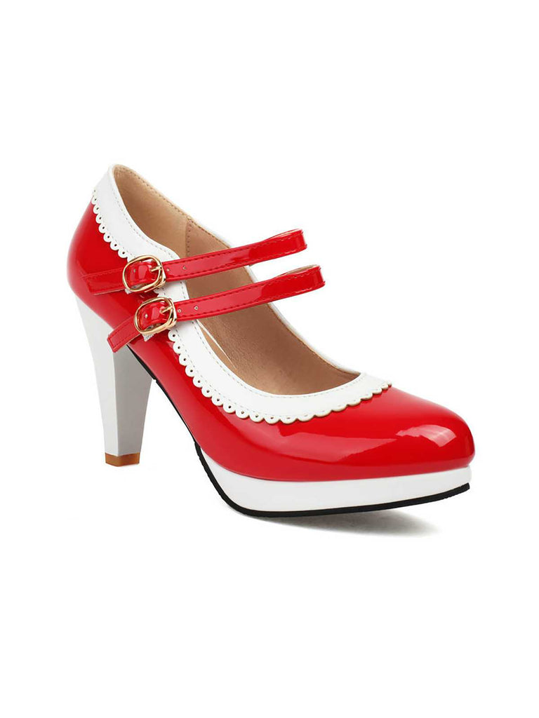 Retro Mary Jane Chunky High Heels Shoes — 1950s vintage charm for her modern wardrobe