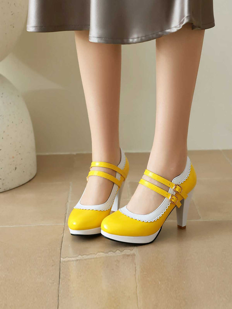This Retro Mary Jane Chunky High Heels Shoes whispers 1950s secrets to those who notice
