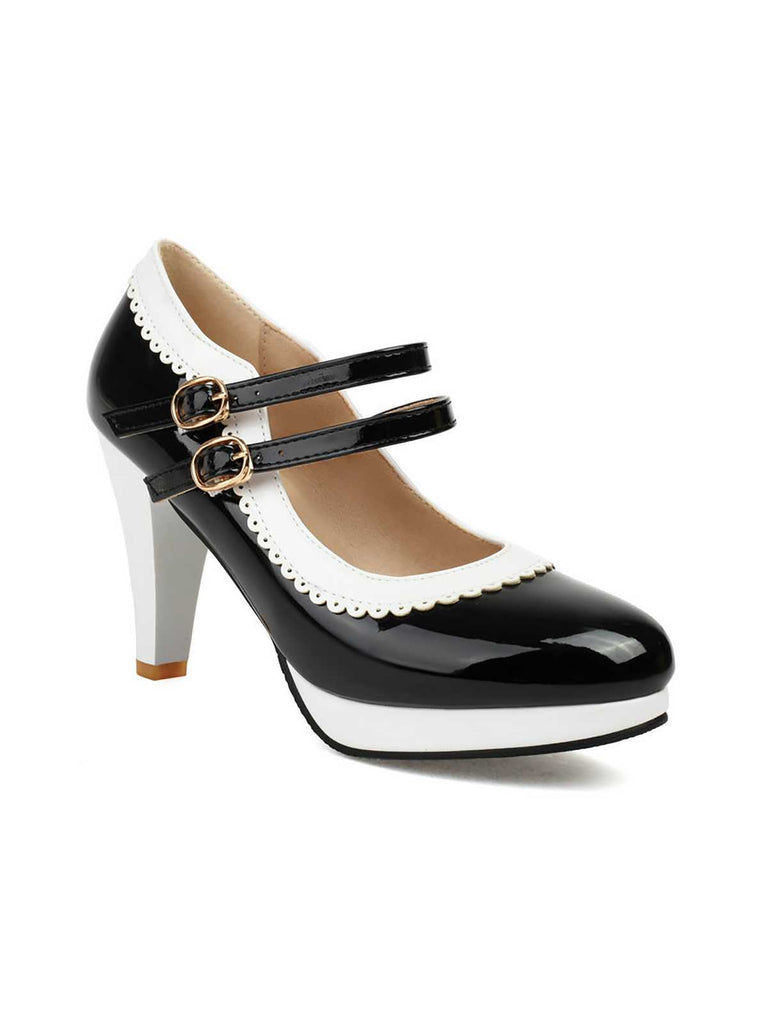 Retro Mary Jane Chunky High Heels Shoes — 1950s vintage charm for her modern wardrobe