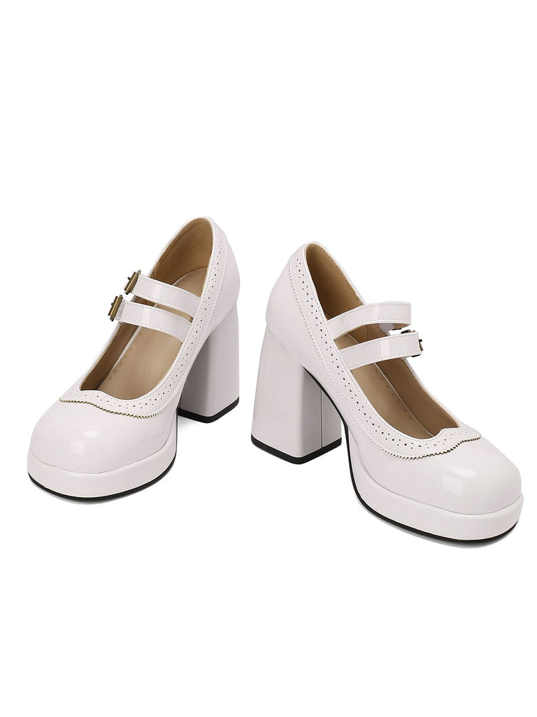 Retro Mary Jane Patent Leather Platform Chuny Heels, vintage shoes, retro heels - perfect for women who love vintage and retro fashion