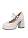 Retro Mary Jane Patent Leather Platform Chuny Heels, vintage shoes, retro heels - perfect for women who love vintage and retro fashion