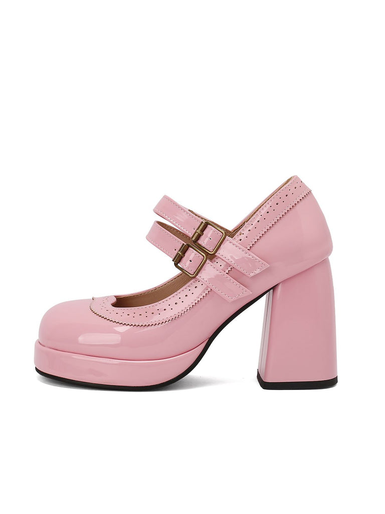 Retro Mary Jane Patent Leather Platform Chuny Heels, vintage shoes, retro heels - perfect for women who love vintage and retro fashion