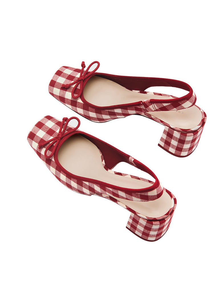 Retro Mary Jane Plaid Chunky Heel Shoes — 1950s vintage charm for her modern wardrobe