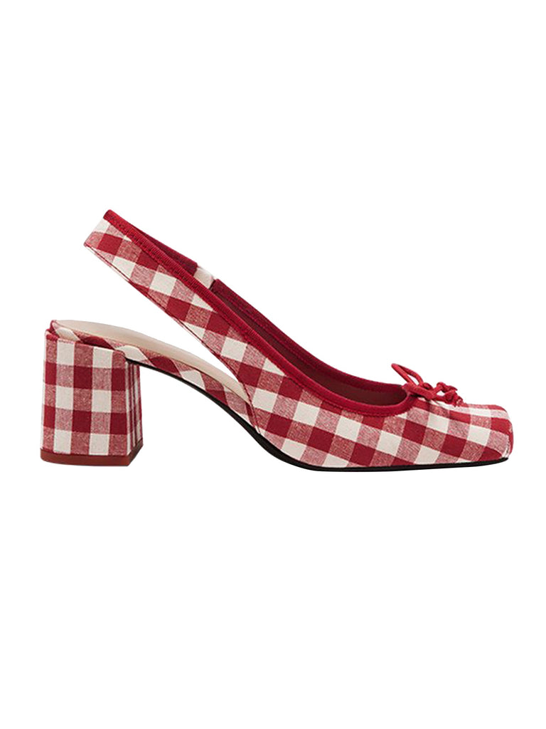 She finds her 1950s story in this Retro Mary Jane Plaid Chunky Heel Shoes