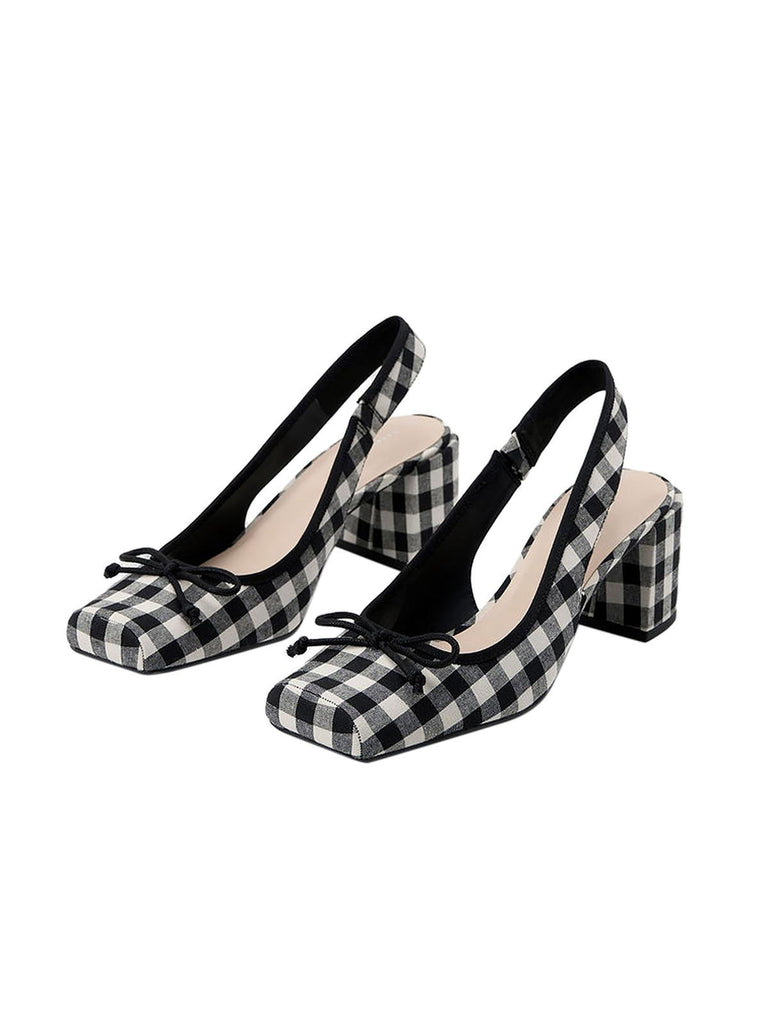 She finds her 1950s story in this Retro Mary Jane Plaid Chunky Heel Shoes