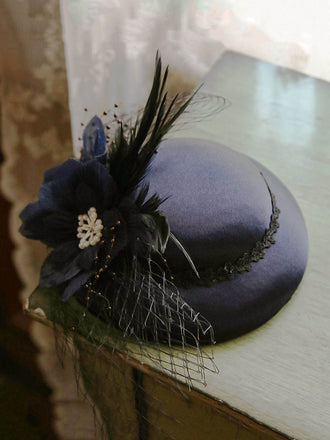 Retro Mesh Floral Feather Hat - vintage fashion, retro style