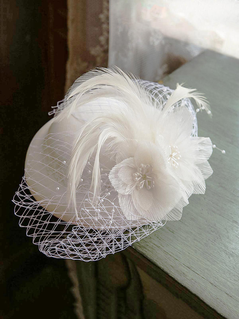 Retro Mesh Floral Feather Hat - vintage fashion, retro style