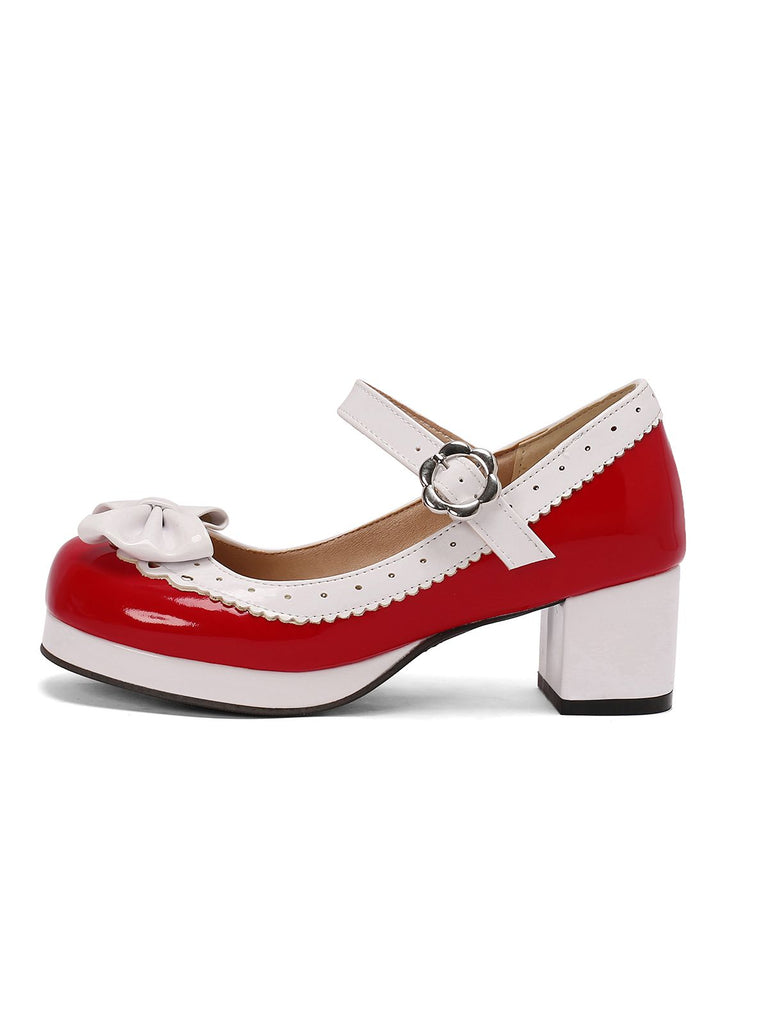 Retro PU Leather Bow High Heels, vintage shoes, retro heels - perfect for women who love vintage and retro fashion