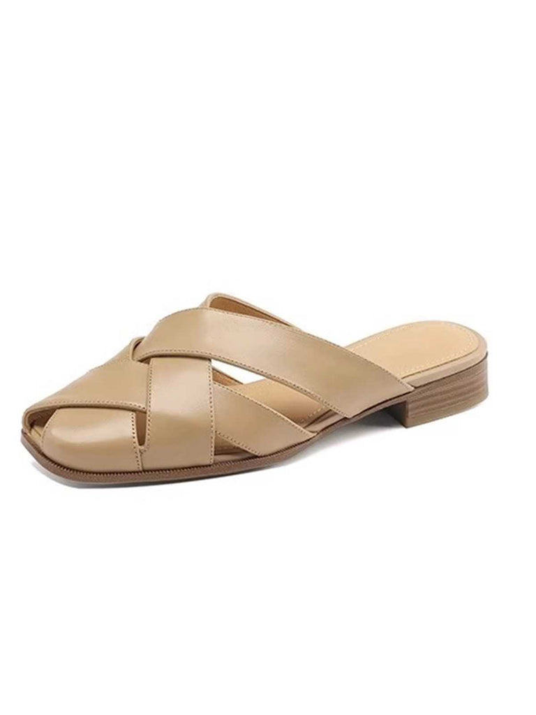Retro PU Leather Woven Sandals — 1950s vintage charm for her modern wardrobe