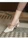 She finds her 1950s story in this Retro Open Heel Chunky Heels Shoes
