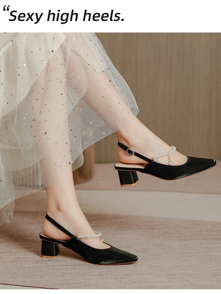 This Retro Open Heel Chunky Heels Shoes whispers 1950s secrets to those who notice