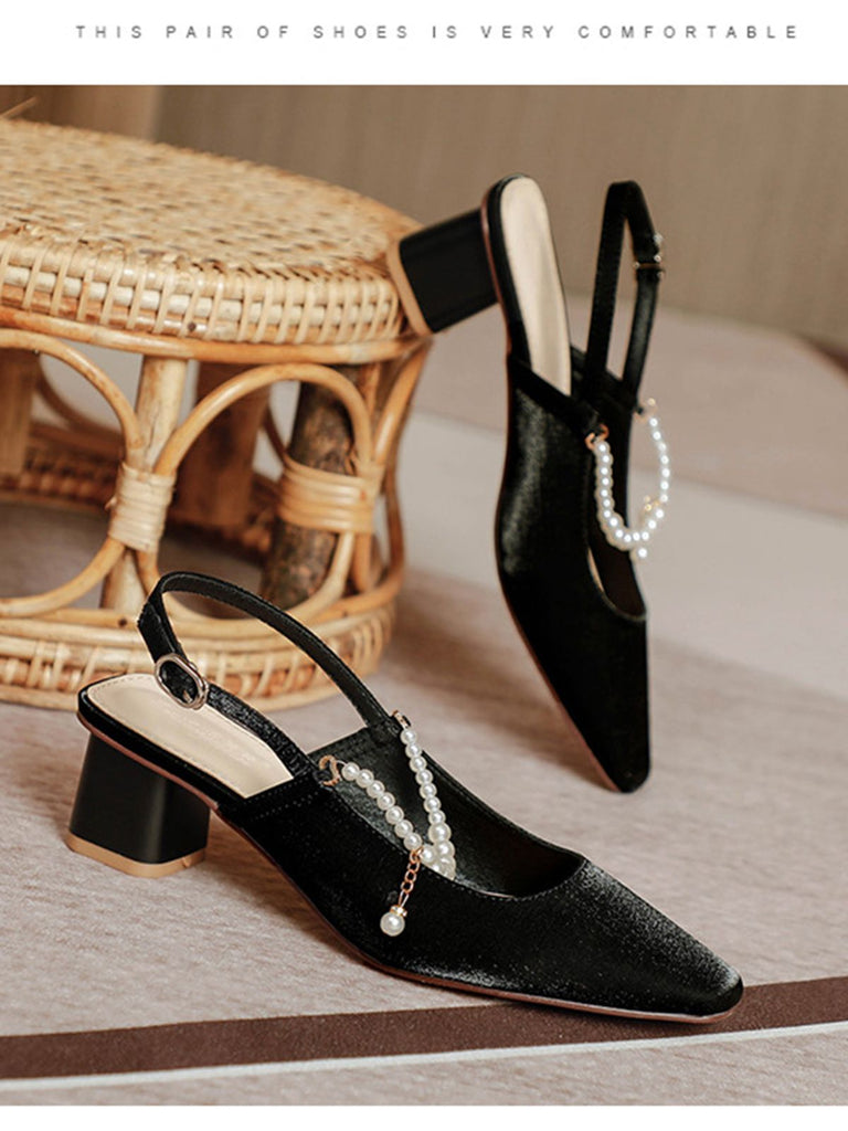 Retro Open Heel Chunky Heels Shoes — 1950s style that transcends decades