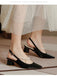 She finds her 1950s story in this Retro Open Heel Chunky Heels Shoes