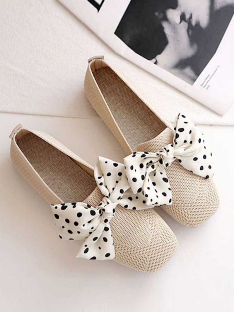 Retro Polka Dot Bow Soft Sole Shoes — 1950s style that transcends decades