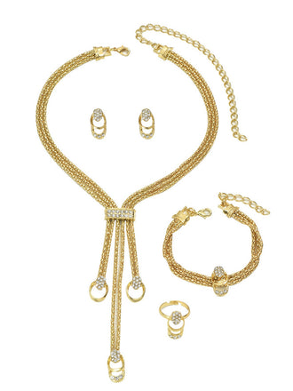 Retro Rhinestoned Gold Accessories Set - vintage fashion, retro style, glamorous gold