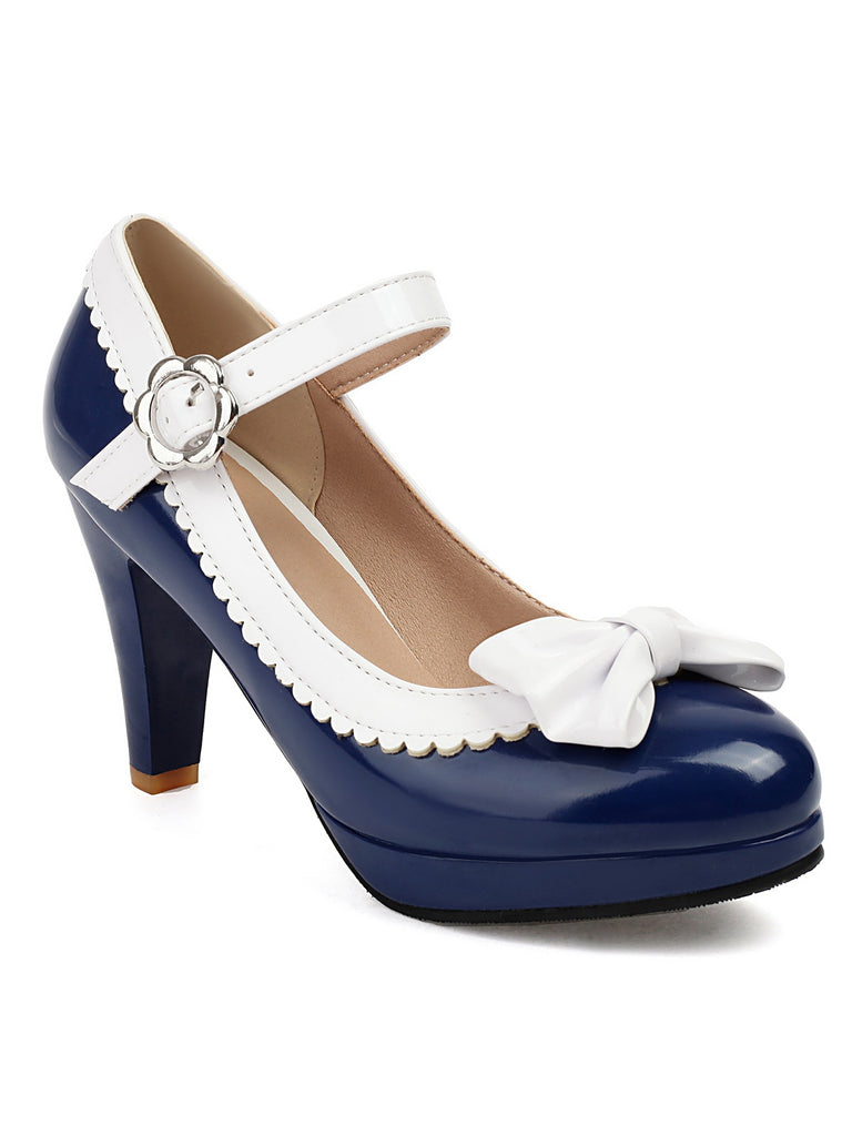 Retro Round Toe Bow High Heels Shoes, vintage shoes, retro heels - perfect for women who love vintage and retro fashion