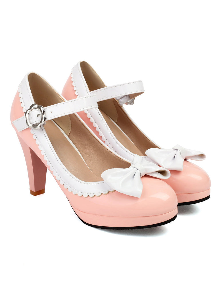 Retro Round Toe Bow High Heels Shoes, vintage shoes, retro heels - perfect for women who love vintage and retro fashion