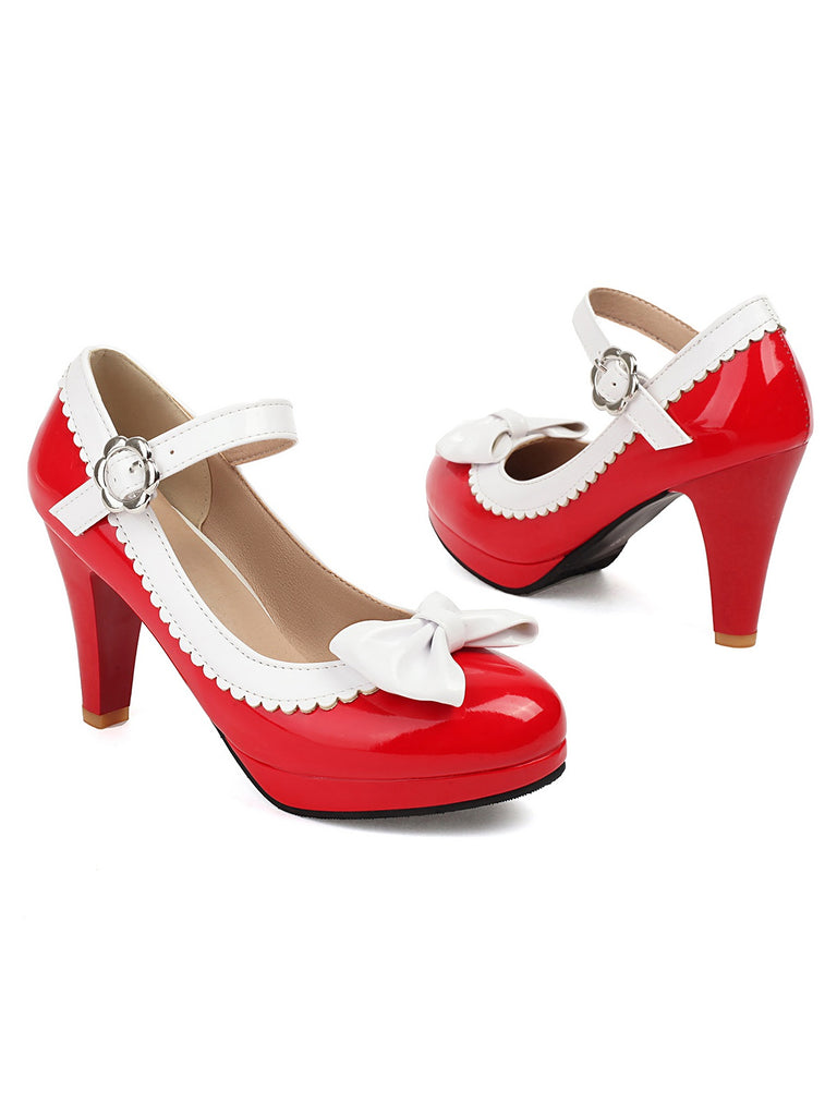 Retro Round Toe Bow High Heels Shoes, vintage shoes, retro heels - perfect for women who love vintage and retro fashion