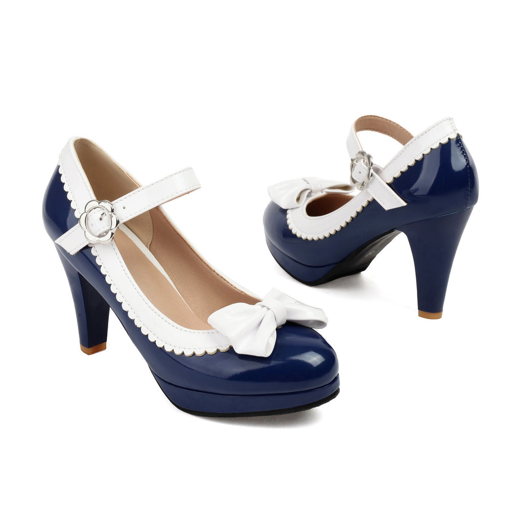 Retro Round Toe Bow High Heels Shoes, vintage shoes, retro heels - perfect for women who love vintage and retro fashion