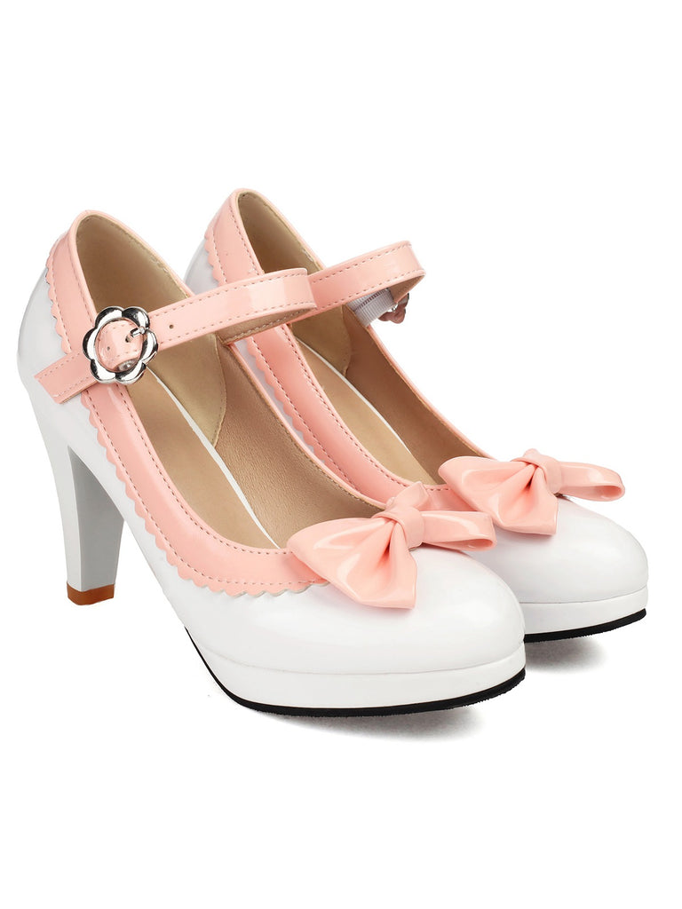 Retro Round Toe Bow High Heels Shoes, vintage shoes, retro heels - perfect for women who love vintage and retro fashion