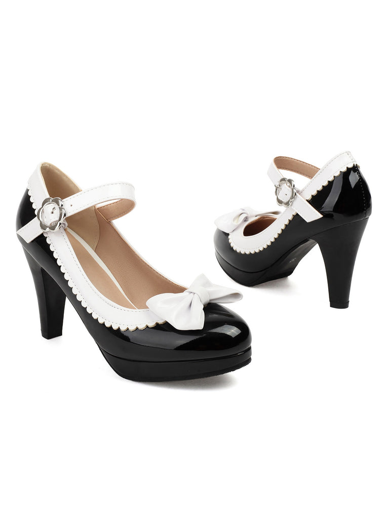 Retro Round Toe Bow High Heels Shoes, vintage shoes, retro heels - perfect for women who love vintage and retro fashion