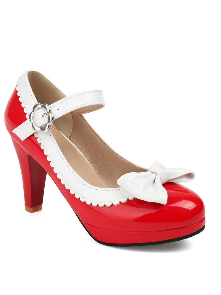 Retro Round Toe Bow High Heels Shoes, vintage shoes, retro heels - perfect for women who love vintage and retro fashion