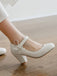 Retro Round Toe Solid Bowknot Chunky Heels - vintage shoes, retro heels