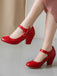 Retro Round Toe Solid Bowknot Chunky Heels - vintage shoes, retro heels