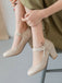 Retro Round Toe Solid Bowknot Chunky Heels - vintage shoes, retro heels