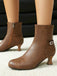Retro Solid Faux Leather Side Zipper Ankle Boots - vintage fashion, retro style