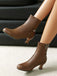 Retro Solid Faux Leather Side Zipper Ankle Boots - vintage fashion, retro style