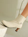 Retro Solid Faux Leather Side Zipper Ankle Boots - vintage fashion, retro style