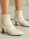 Retro Solid Faux Leather Side Zipper Ankle Boots - vintage fashion, retro style