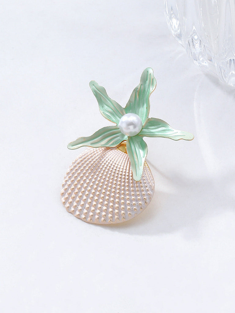 Retro-Starfish-Shell-Faux-Pearl-Earrings
