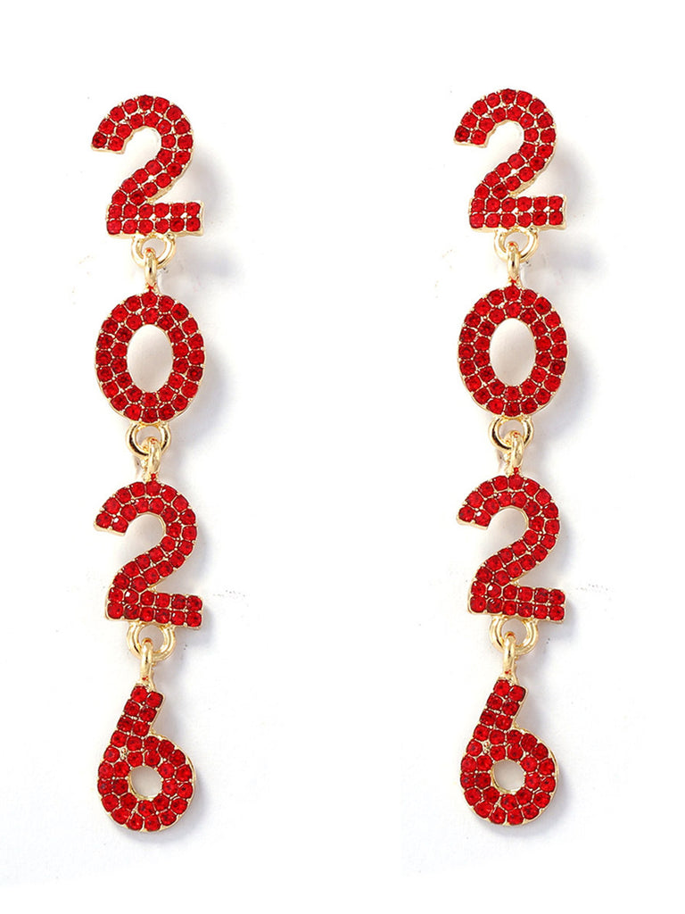 Rhinestone 2026 Colorful New Year's Drop Dangle Earrings - vintage fashion, retro style