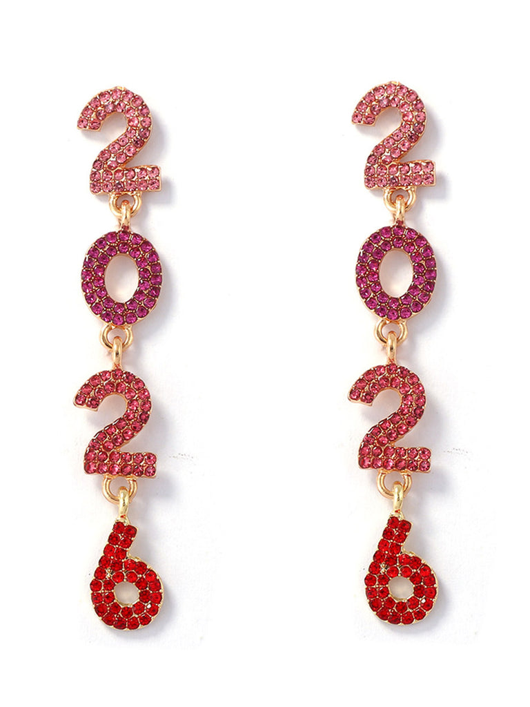 Rhinestone 2026 Colorful New Year's Drop Dangle Earrings - vintage fashion, retro style