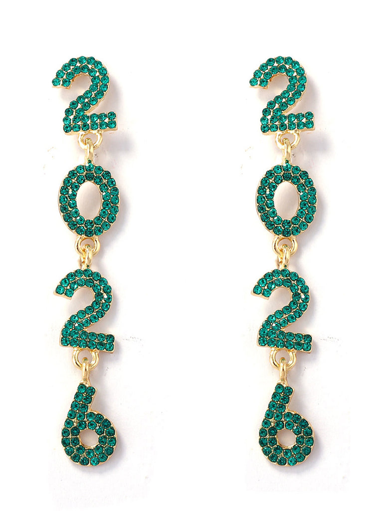 Rhinestone 2026 Colorful New Year's Drop Dangle Earrings - vintage fashion, retro style