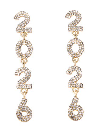 Rhinestone 2026 Colorful New Year's Drop Dangle Earrings - vintage fashion, retro style