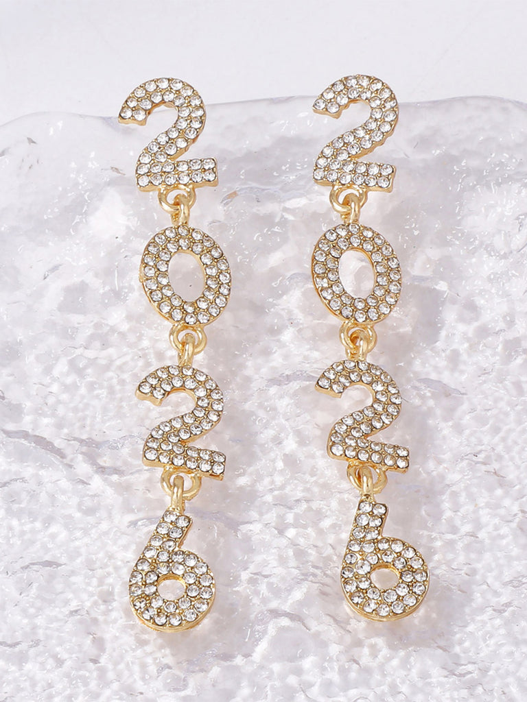 Rhinestone 2026 Colorful New Year's Drop Dangle Earrings - vintage fashion, retro style