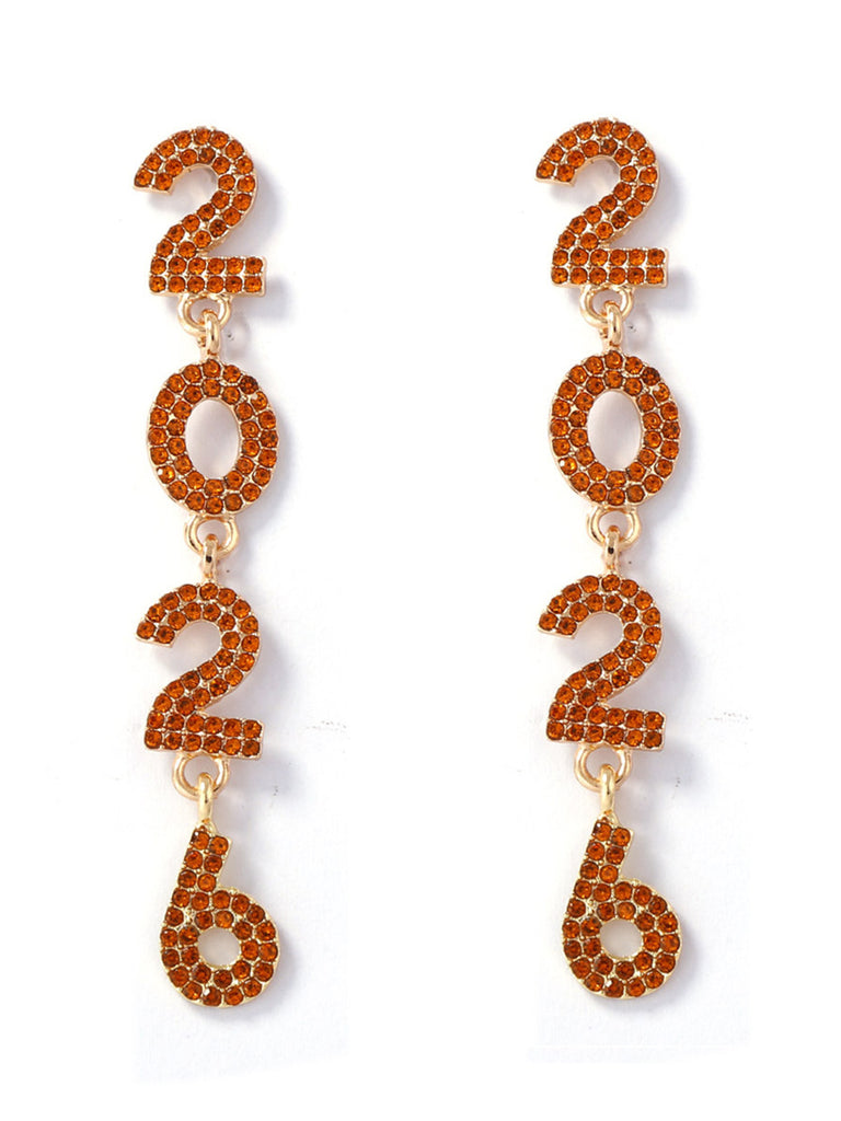 Rhinestone 2026 Colorful New Year's Drop Dangle Earrings - vintage fashion, retro style