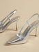 Silver Rhinestone Stiletto High Heels 5