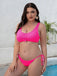 Rose Pink 1950s Lace-Up Solid Bikini Set - vintage fashion, retro style