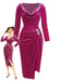 Rose Pink 1960s Cowl Neck Velvet Slit Dress - vintage dress, retro fashion