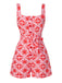 Rose Pink 1970s Boho Sun Print Button Romper - vintage jumpsuit, retro fashion