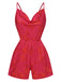 Rose Red 1950s Floral Backless Romper, vintage romper, retro jumpsuit - perfect for women who love vintage and retro fashion