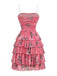 Rose Red 1950s Leaf Print Ruched Tiered Mesh Dress - vintage dress, retro fashion, rockabilly, pin-up fashion for vintage lovers