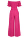 Rose Red 1950s Off-Shoulder Ruffles Solid Jumpsuit, vintage romper, retro jumpsuit - perfect for women who love vintage and retro fashion